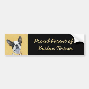 Boston Terrier Painting - Cute Original Dog Art Bumper Sticker