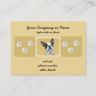 Boston Terrier Painting - Cute Original Dog Art Business Card