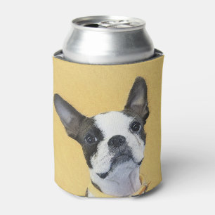 Boston Terrier Painting - Cute Original Dog Art Can Cooler