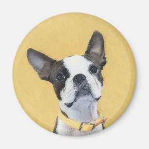 Boston Terrier Painting - Cute Original Dog Art Magnet