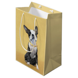 Boston Terrier Painting - Cute Original Dog Art Medium Gift Bag
