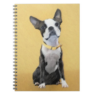 Boston Terrier Painting - Cute Original Dog Art Notebook