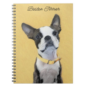 Boston Terrier Painting - Cute Original Dog Art Notebook