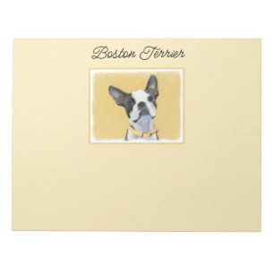 Boston Terrier Painting - Cute Original Dog Art Notepad