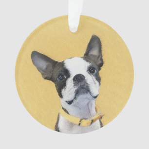 Boston Terrier Painting - Cute Original Dog Art Ornament