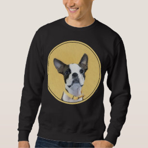 Boston Terrier Painting - Cute Original Dog Art Sweatshirt