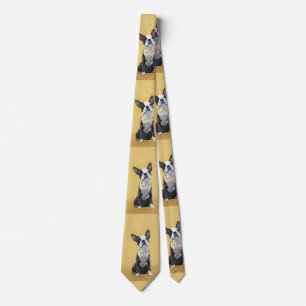 Boston Terrier Painting - Cute Original Dog Art Tie