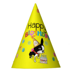 Boston Terrier paper birthday hat Mirabelle