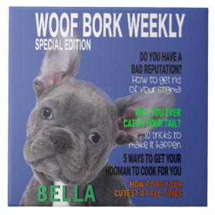 Boston Terrier Parody Magazine Cover Ceramic Tile