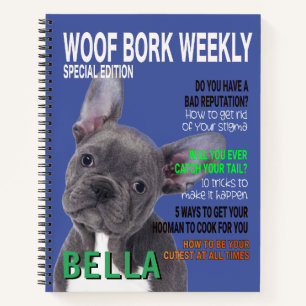 Boston Terrier Parody Magazine Cover Notebook