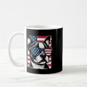 Boston Terrier Patriotic Sunglasess American Flag Coffee Mug