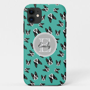 Boston Terrier Pattern Monogram Cell Phone Case