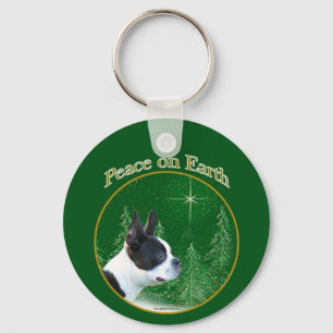 Boston Terrier Peace Key Ring