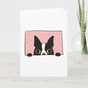 Boston Terrier Peeking Card