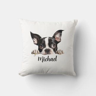 Boston Terrier Peeking Dogs Sublimation Bundle Cushion