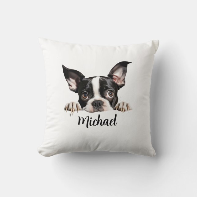 Boston Terrier Peeking Dogs Sublimation Bundle Cushion (Front)