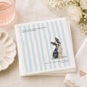 Boston Terrier Personalised Illustration Wedding Napkin