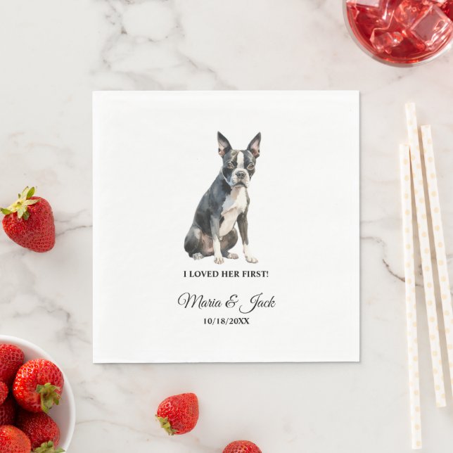 Boston Terrier Pet Cocktail Wedding  Napkin (Insitu)