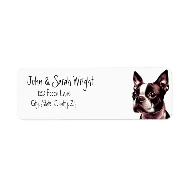 Boston Terrier Pet Dog Address Label Return Address Label (Front)