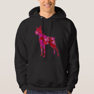 Boston Terrier Pink Red Heart For Women Men Hoodie