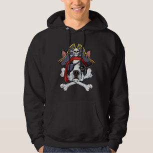 Boston Terrier Pirate Crossbones Skull Hoodie
