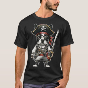 Boston Terrier Pirate Dog Halloween T-Shirt