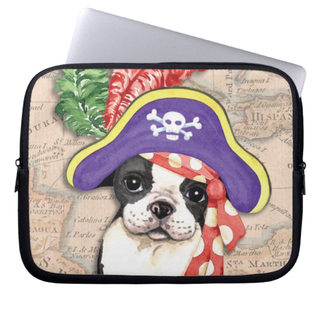 Boston Terrier Pirate Laptop Sleeve (Front)