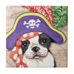 Boston Terrier Pirate Tile