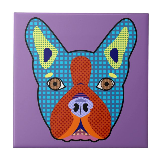 Boston Terrier Pop Art Ceramic Tile (Front)
