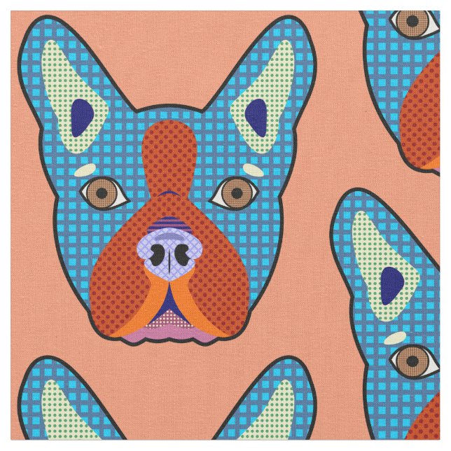 Boston Terrier Pop Art Fabric (Close Up)