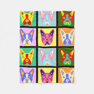 Boston Terrier Pop Art Fleece Blanket