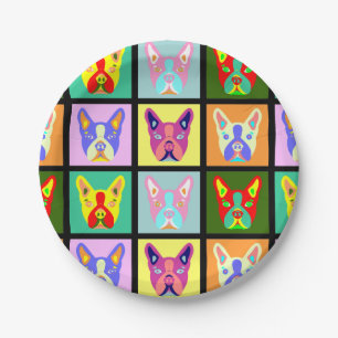 Boston Terrier Pop Art Paper Plate