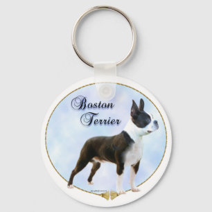 Boston Terrier Portrait Keychain