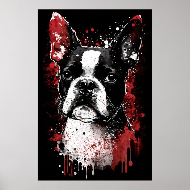 Boston Terrier Portrait Poster (Front)