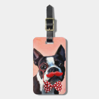 Boston Terrier Portrait with Red Bow Tie and 3