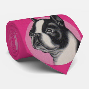 Boston terrier print tie