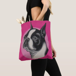 Boston terrier print tote bag