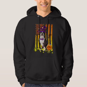 Boston Terrier Pumpkin American Flag Halloween Dog Hoodie