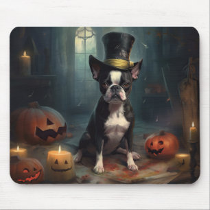 Boston Terrier Pumpkins Halloween Scary Mouse Pad