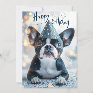 Boston Terrier Puppy Birthday Party Invitation