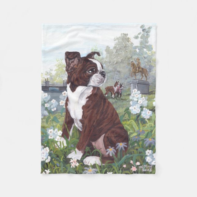 Boston Terrier Puppy Dreamer Fleece Blanket (Front)
