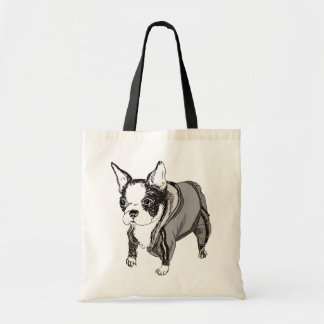 Boston Terrier Puppy in Sweats Canvas Bag