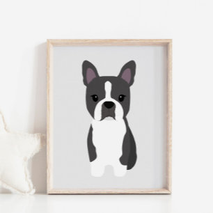 Boston Terrier Puppy Nursery & Kids Room Poster