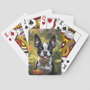 Boston Terrier Puppy Playing Cards