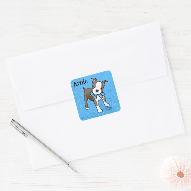 Boston Terrier Puppy  Square Sticker (Envelope)