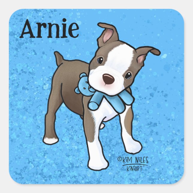 Boston Terrier Puppy  Square Sticker (Front)
