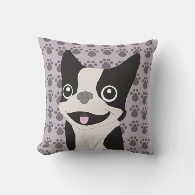 Boston Terrier, Purple lavender Cushion (Front)