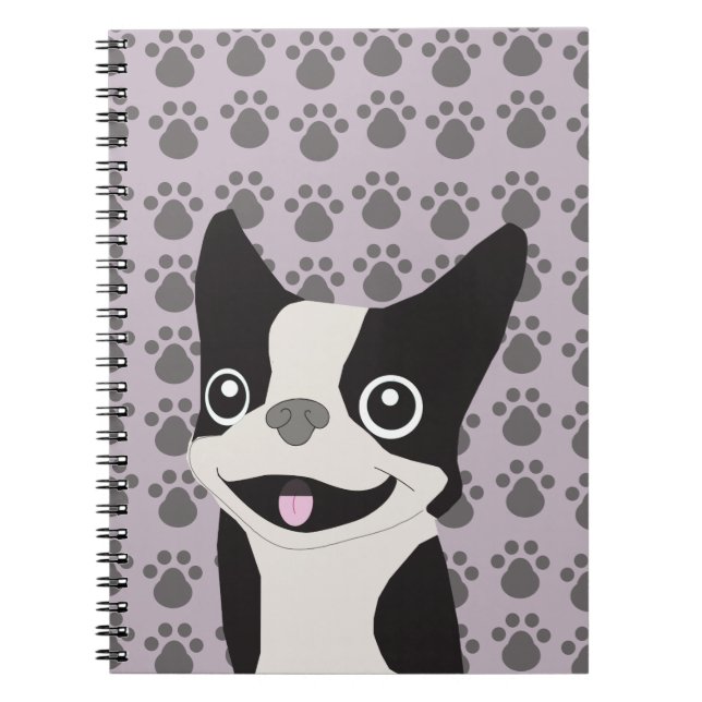 Boston Terrier, Purple lavender Notebook (Front)