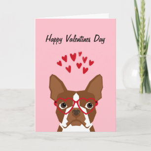Boston Terrier Red Valentines Love Card