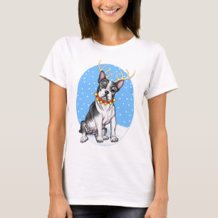 Boston Terrier Reindeer T-Shirt